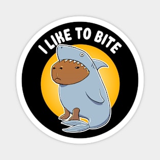 I like to bite Capybara Shark Costume Magnet